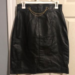 Vintage High-Waisted Leather Skirt - 4